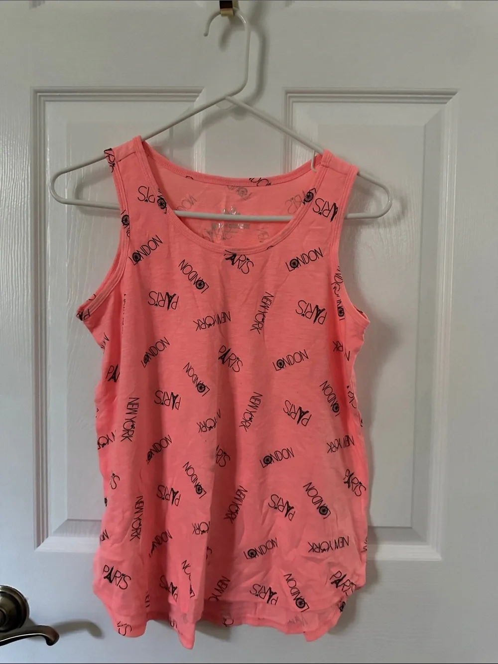 Coral Pink Slogan Tank Top - City Text Print by Justice